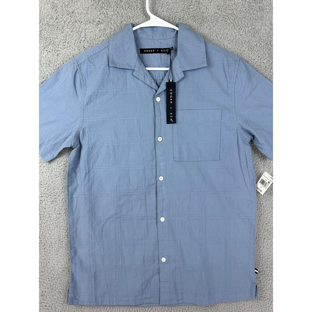 Edgar Ash Shirt Mens Small Blue Short Sleeve Button Up Summer Casual Pocket